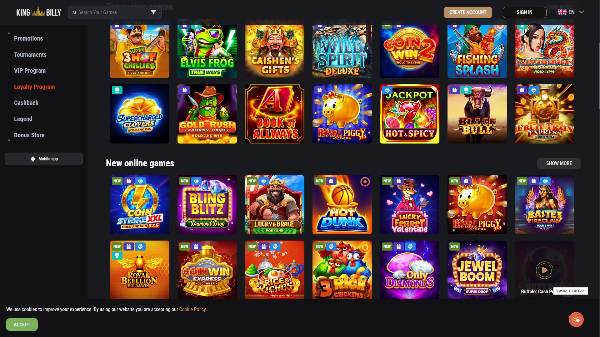 King Billy Casino screenshot 3