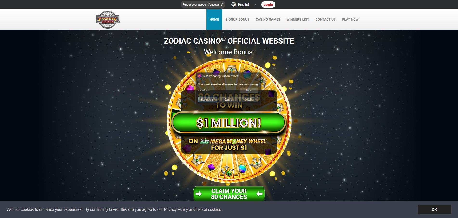 Zodiac Casino screenshot 1