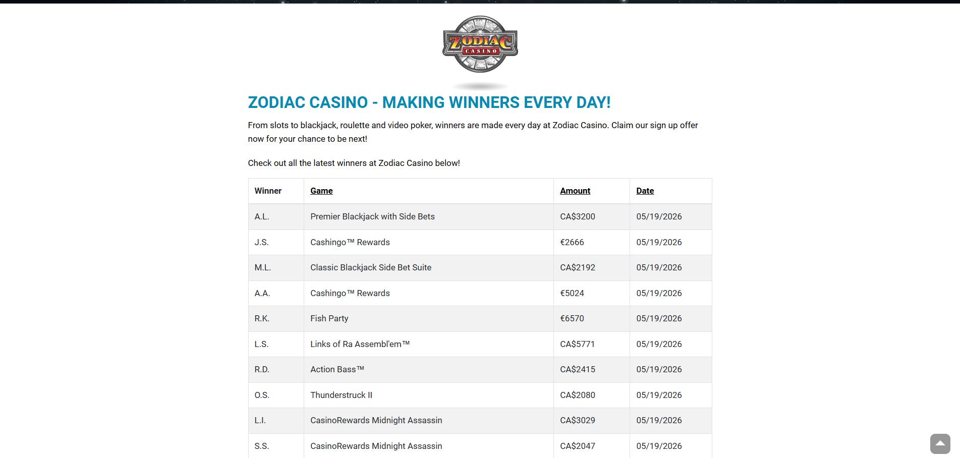 Zodiac Casino screenshot 5