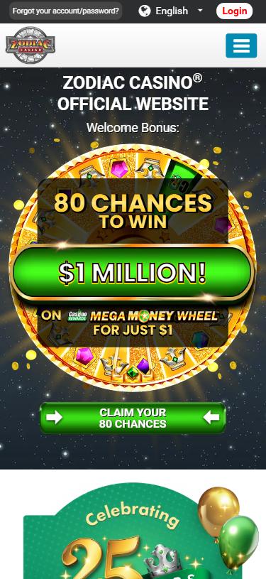 Zodiac Casino mobile home