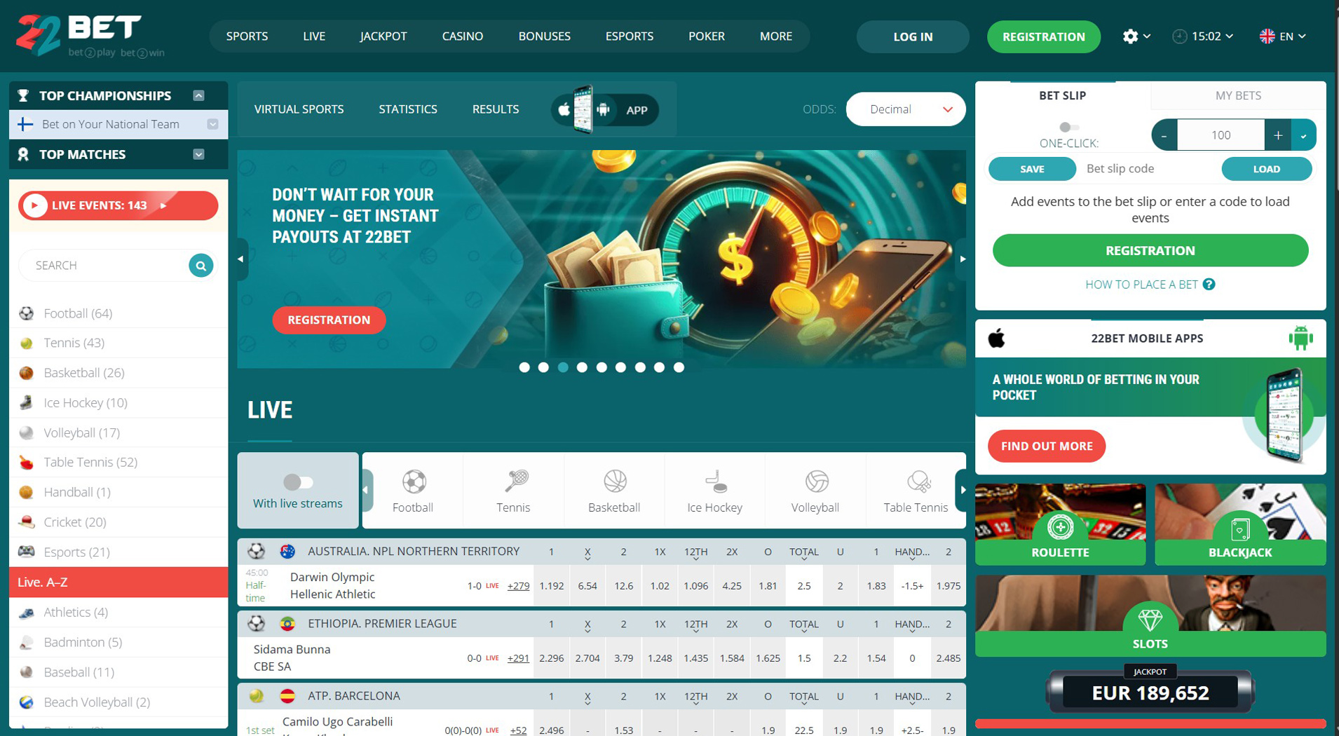 9. 22BET Casino